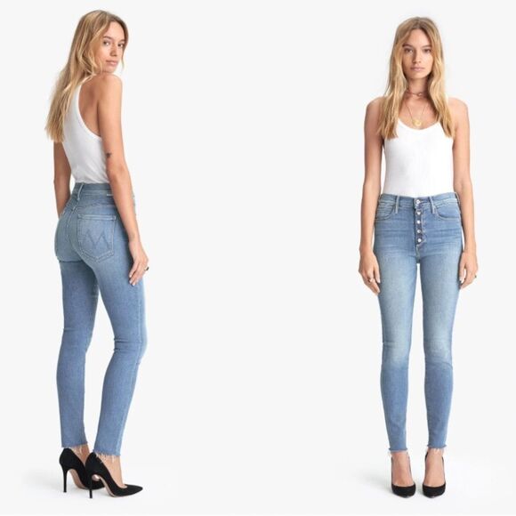 MOTHER The Fly Cut Stunner Fray Jeans in Final Frontier Medium Wash Size 24 - Picture 1 of 13